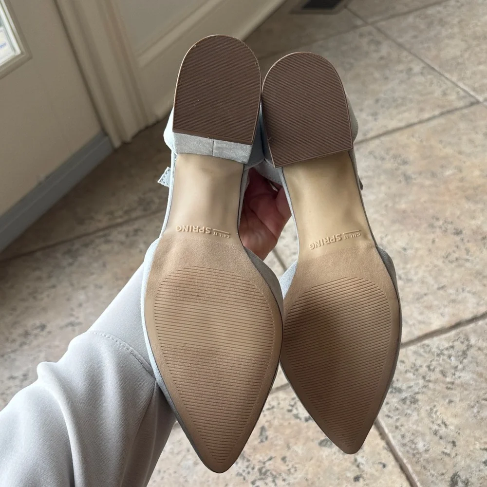 Call It Spring Women's Light Blue Suede Pointed Ankle-Strap Heels - Picture 5 of 5